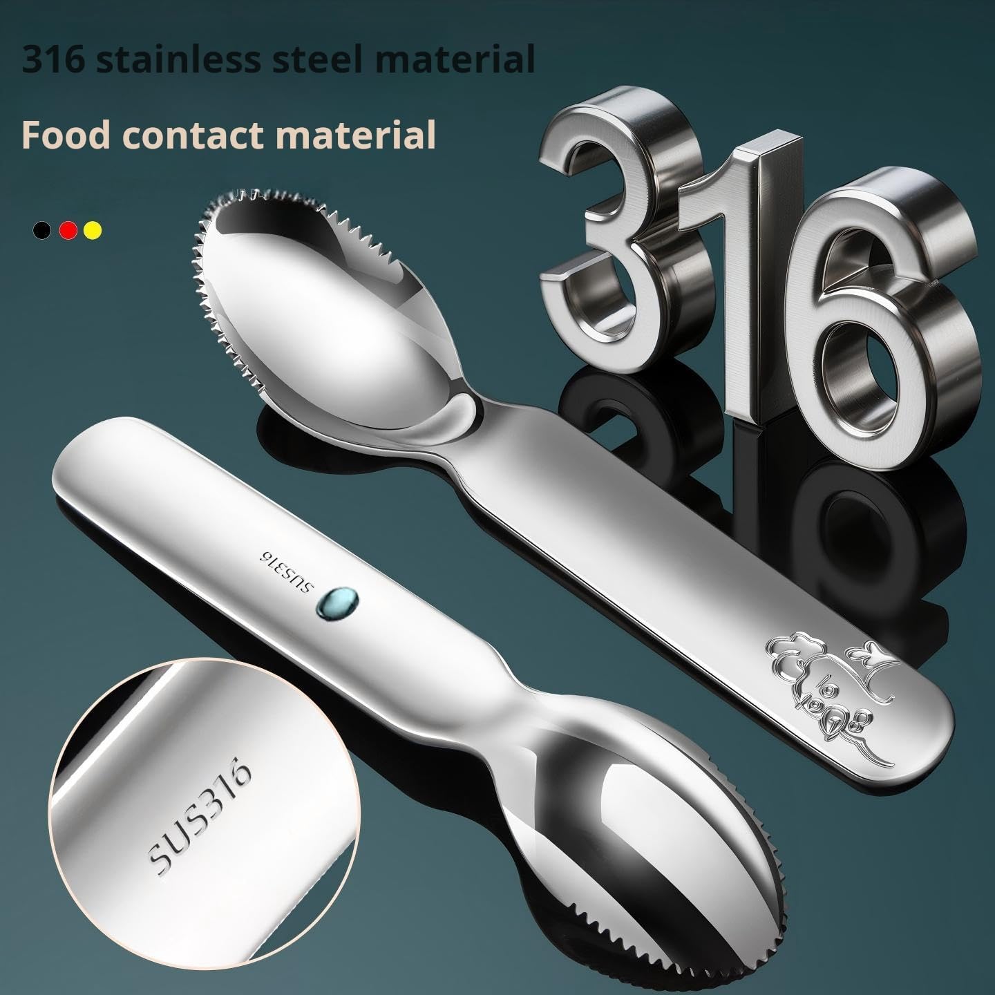 316 Stainless Steel Fruit Scraper Spoon with Storage Case, Food Masher Spoon Tool, Apple Banana Avocado Puree Maker, Stainless Steel Kitchen Utensil for Fruit Preparation