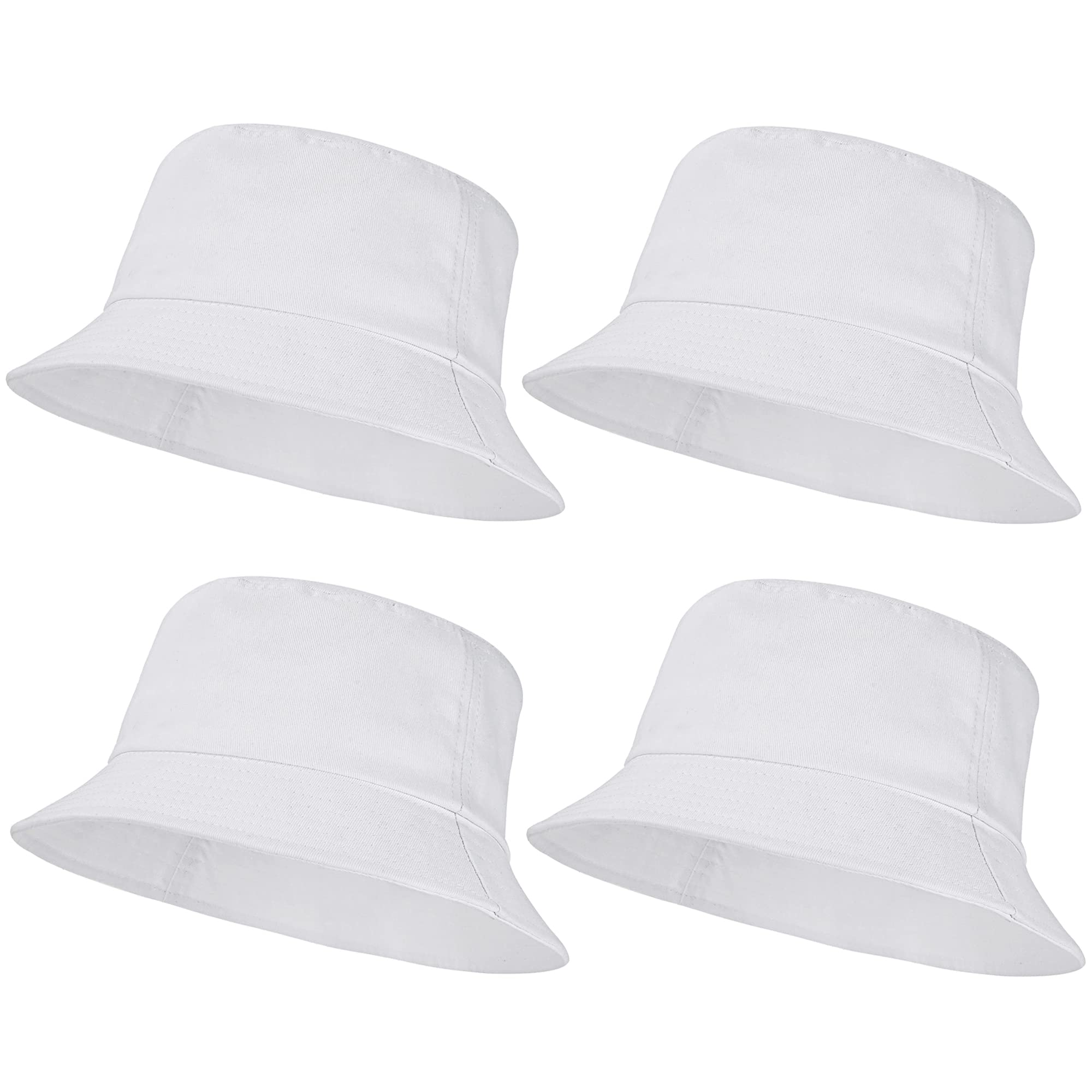 4 Pack Unisex Cotton Bucket Hat Packable Sun Hat Plain Colors for