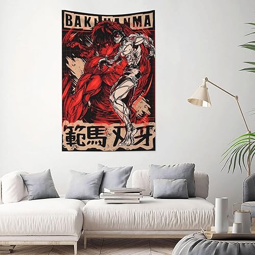 Miniatura 5 de Baki - Tapiz de anime The Grappler, para dormitorio, sala de estar, arte para el hogar, franela suave, para colgar, manta de 60 x 40 pulgadas