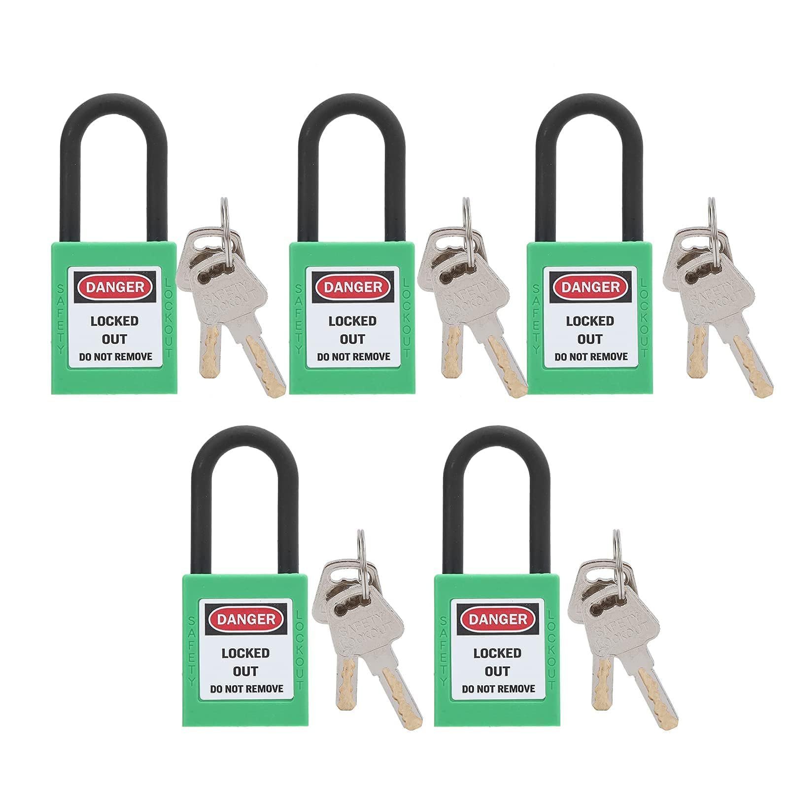 Lot de 5 verrous de verrouillage verts avec clés différentes pour stations