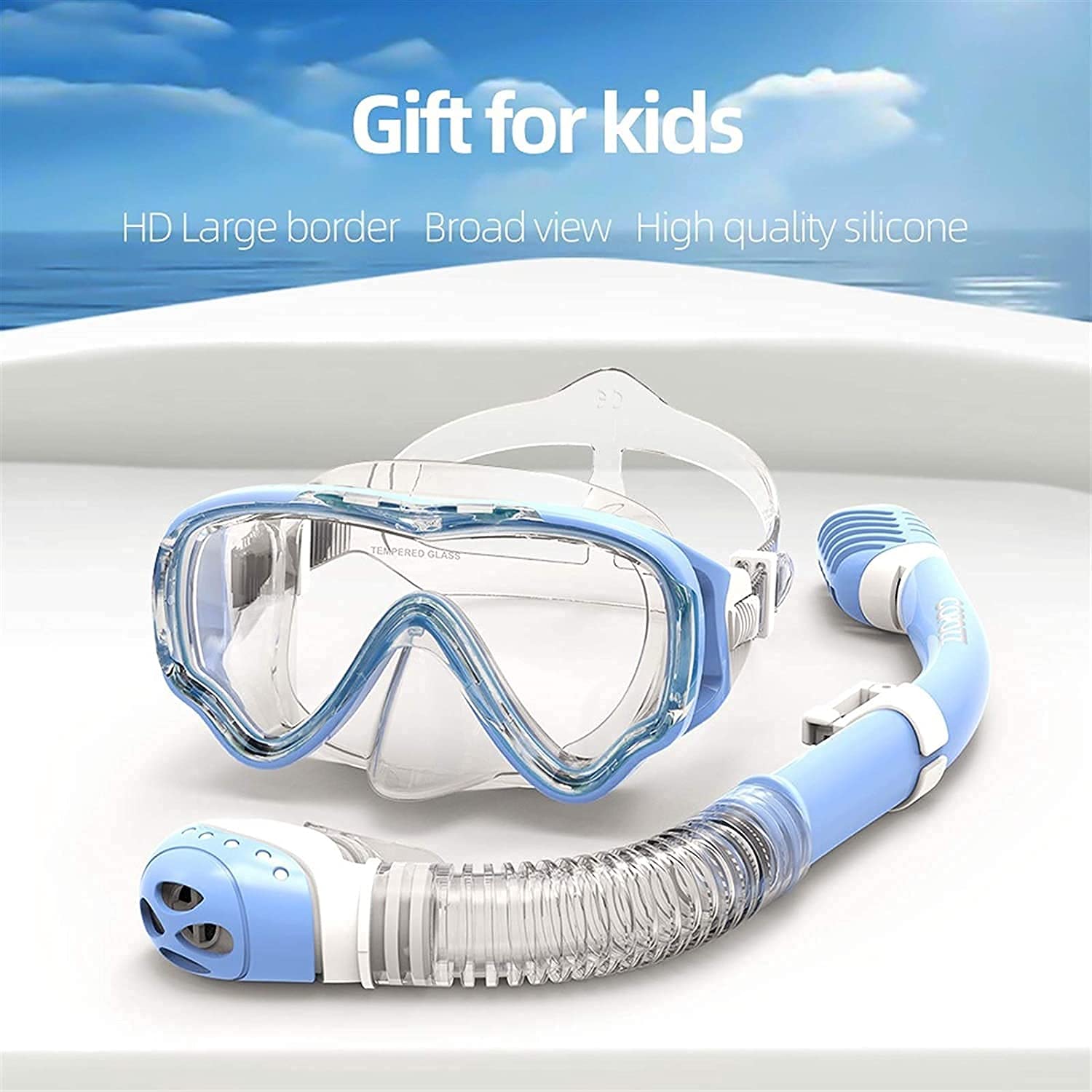 maska do nurkowania Maski do nurkowania Podwodna maska do snorkelingu i fajka Okulary przeciwmgielne Nurkowanie Pływanie Łatwy zestaw rurek oddechowych dla dzieci Dzieci (kolor: zestaw błękitny)