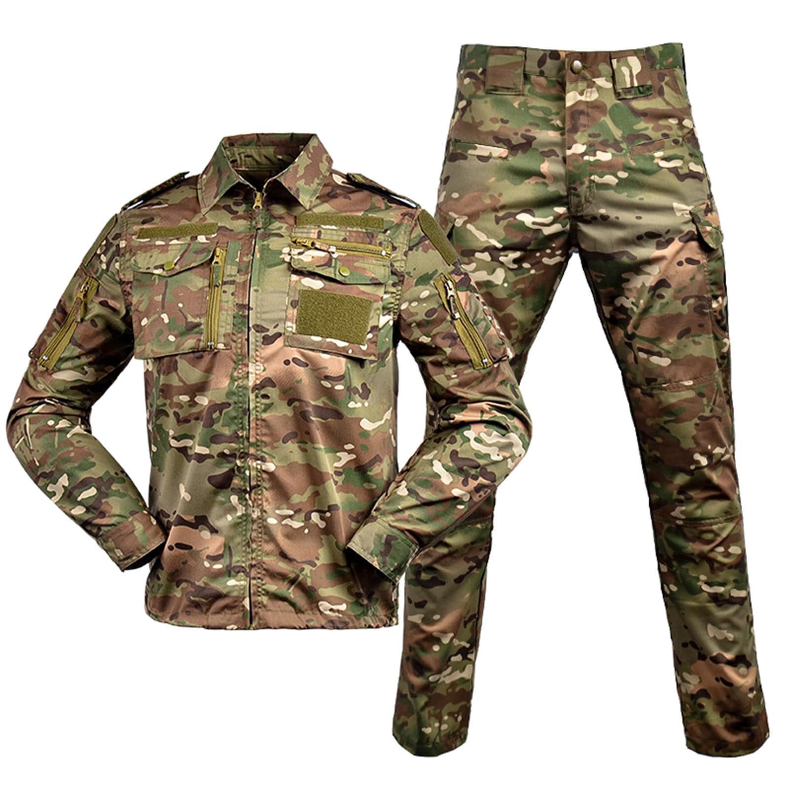 Duohropke Tactical Shirt Military Shirt and Trousers Airsoft Men's Long Sleeve BDU Combat Camouflage Camo Combat T-Shirt for Tactical Paintball Uniform Army, brown, S โ image 1