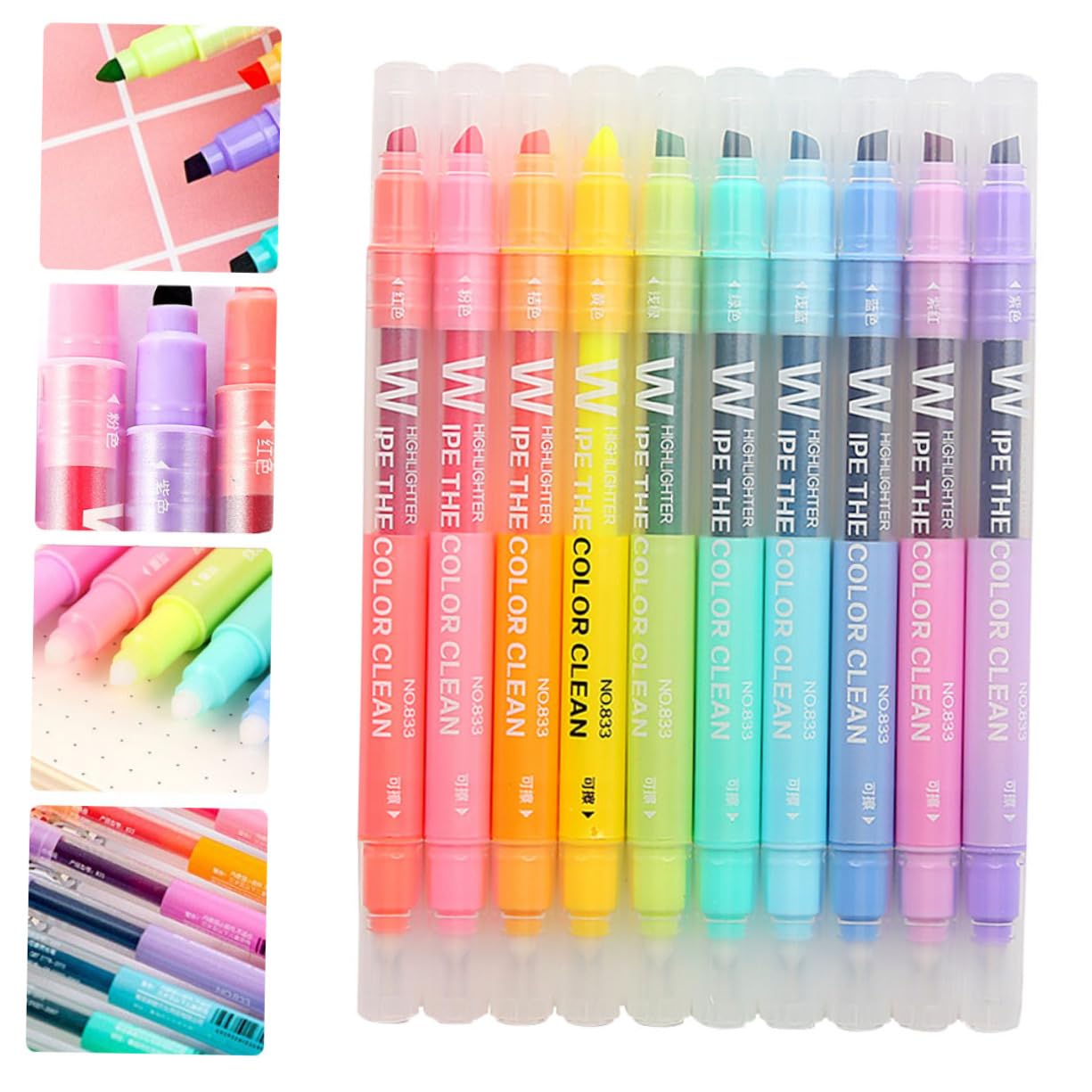 STOBOK 30pezzi Evidenziatori Colorati Doppia Punta Evidenziatori Pastello Riutilizzabili Per Studenti Cancelleria Creativa Per Appunti e Lettura Design Adorabile e Funzionale