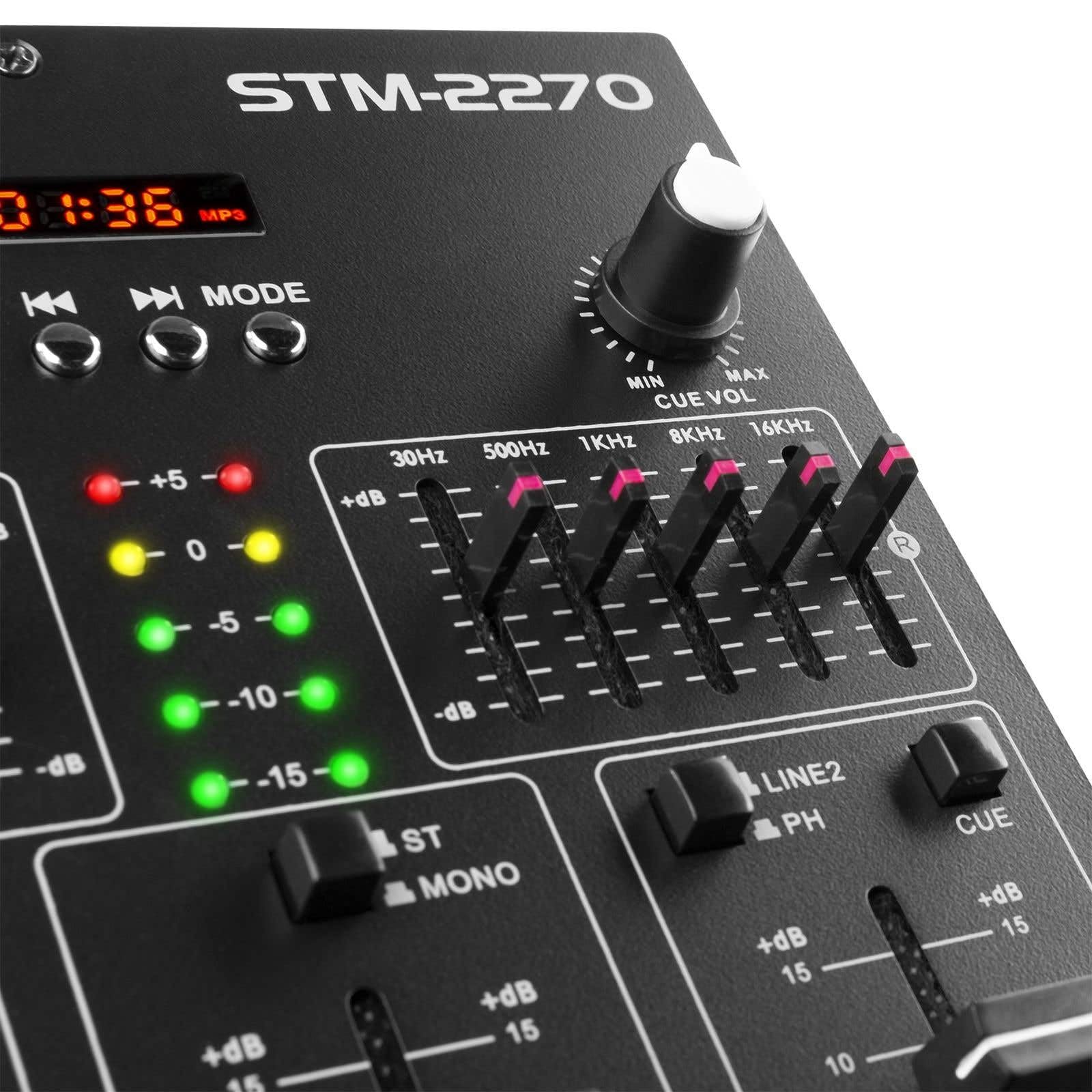 Vonyx STM2270 - Mixer DJ a 2 canali Bluetooth, mixer audio con lettore MP3 USB, controller DJ con effetti, crossfader, collegamento microfono, funzione talker, DJ, musicista, club, bar, gastro