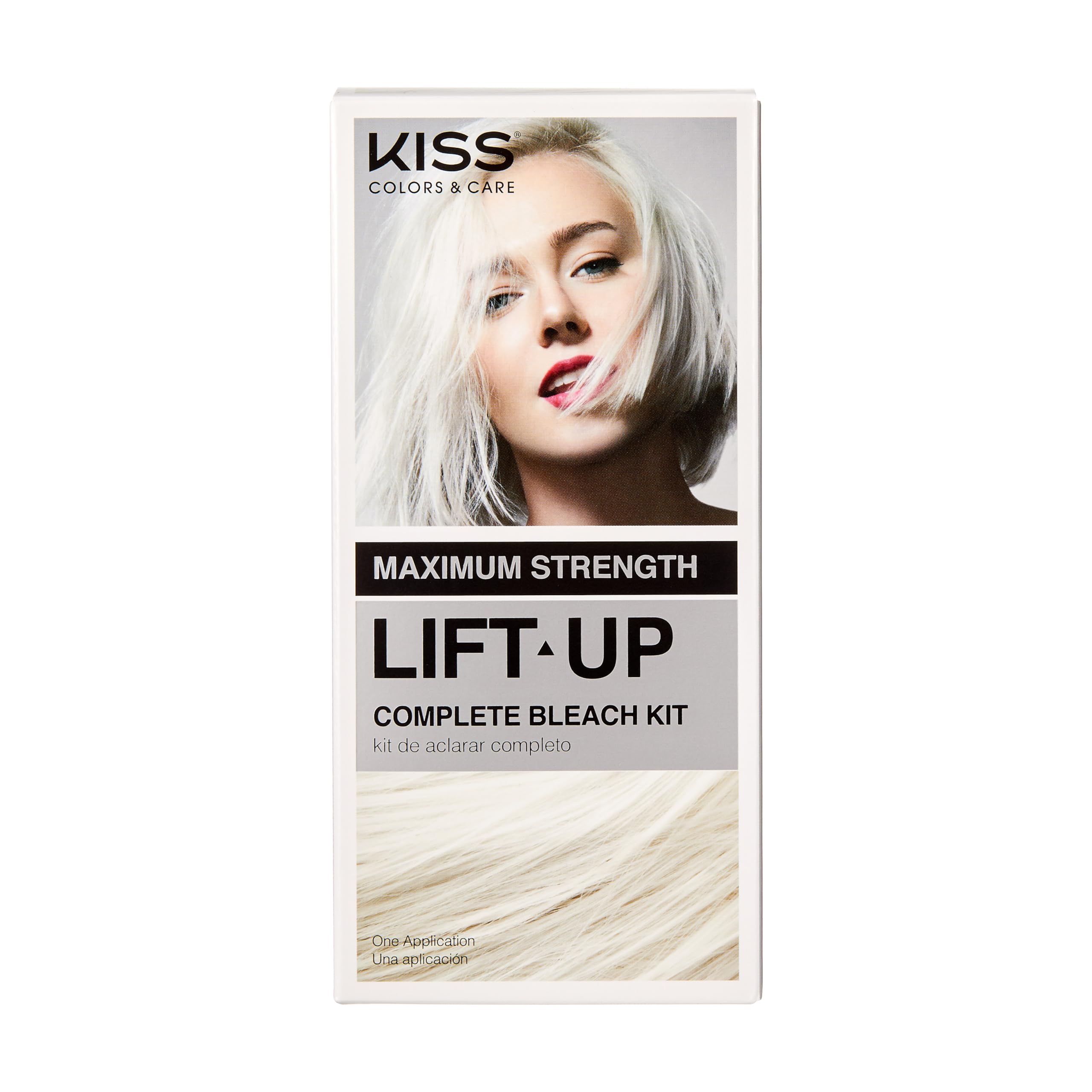 KISS Lift Up Complete Hair Bleach & Icy Silver Toner Kit, Gentle Conditioning Formula that Reduces Brassiness, Complete 6-Pc DIY Bleach Kit, ICE