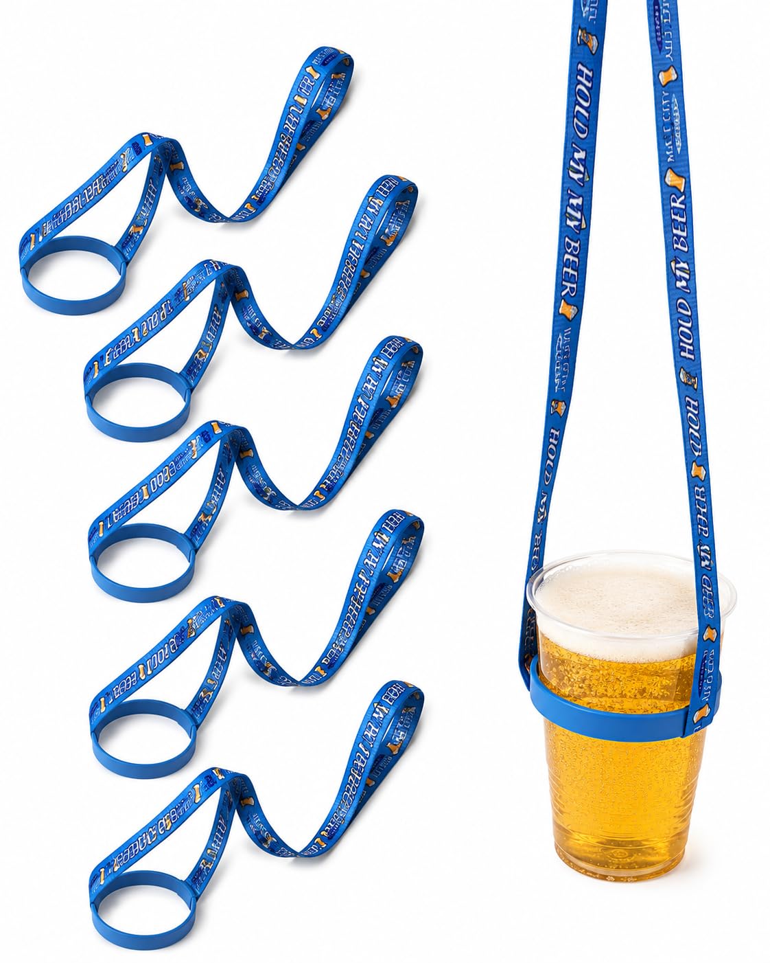 Cup Holder for Hanging, Set of 5, Festival Drink Holder with Silicone Ring