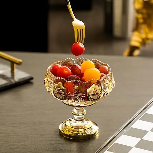 Miniatura 10 de EVEREST GLOBAL Centro de mesa de frutero decorativo bohemio para cocina, sala de estar (dorado, mediano).