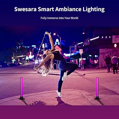 Miniatura 2 de Swesara Barras de luz LED inteligentes, barra de luz de flujo RGBIC, luces de juegos, iluminación ambiental con modos de escena y modos de música,