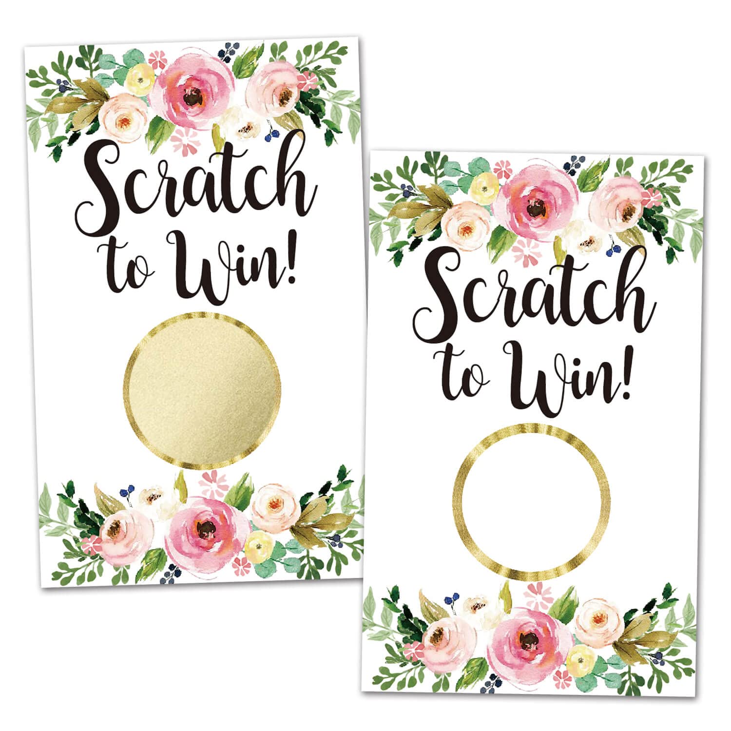 50 Flowers Scratch Off Game Cards, Greenery Lottery Tickets, Activities for Bridal Shower Activity, Baby Shower Raffle Ticket Reveal to Win Event Prizes.
