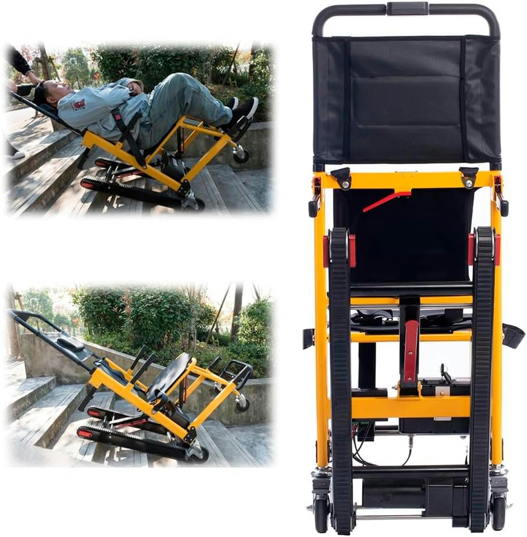 Montascale Elettrici,può Andare su E Giù per Le Scale,Sedia A Rotelle per Salire Le Scale,Montascale,Scala per Sedia Pieghevole Portatile,Carico 200KG/440 Libbre Yellow-1