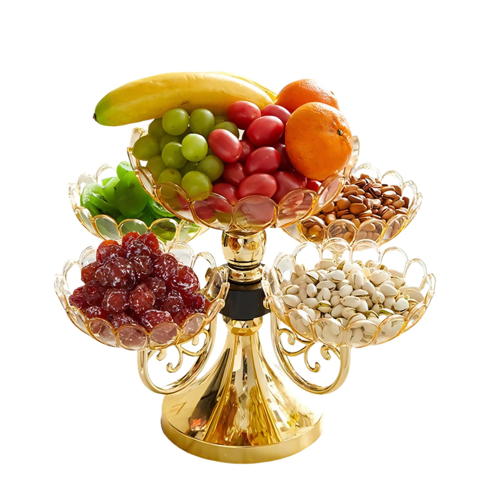 Piatto da portata rotante salvaspazio a 5 strati per frutta, noci, caramelle, organizer ideale per decorare il soggiorno