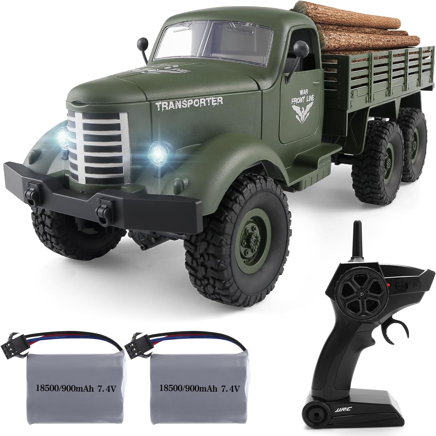 JJRC Rc Cars Q60, Rc Military Truck Off-Road Crawler Rc Trucks, 1:16 Scale 6WD 2.4Ghz Remote Control Trucks Army Cars Toys for Adults and Kids.