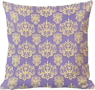 Housse de coussin Damas en feuille d'or avec violet - Décoration de maison - Pour salon, canapé, cadeau d'anniversaire