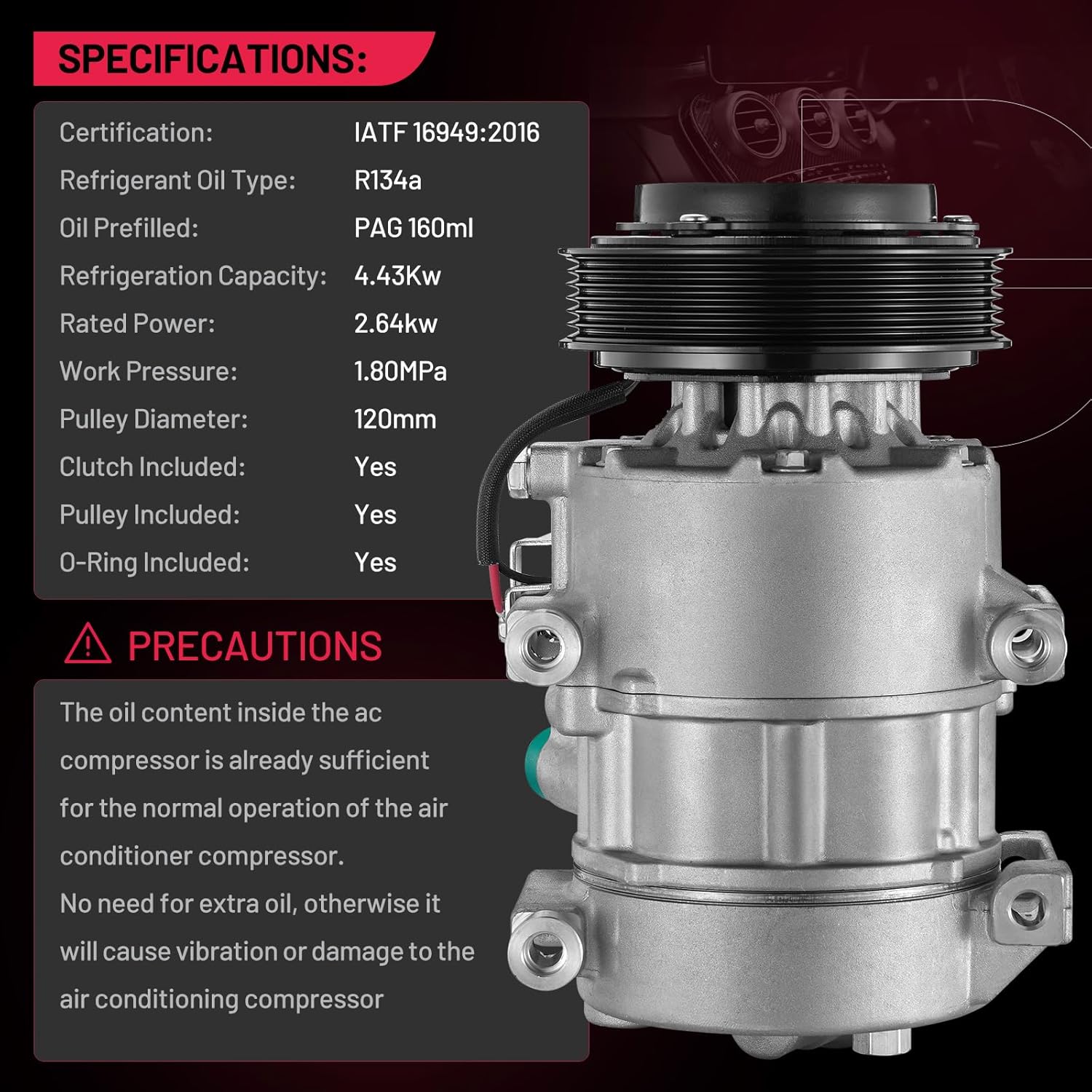 BDFHYK 178305 Air Conditioning A/C Compressor with Clutch Compatible with Kia Sportage 2011-2016, Compatible with Hyundai Tucson 2010-2015 L4 2.0L 2.4L