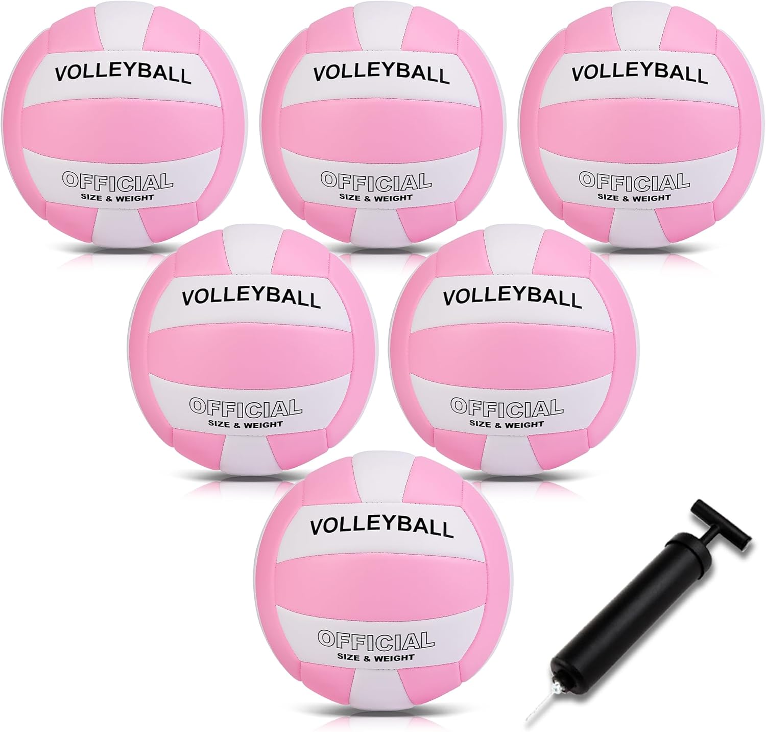 EVZOM 6 Pack Volleyballs Soft Beach Volleyball Official Size 5 for Outdoor/Indoor/Pool/Gym/Training Premium Volleyball Durability Stability Sports Ball with Pump - Image 2