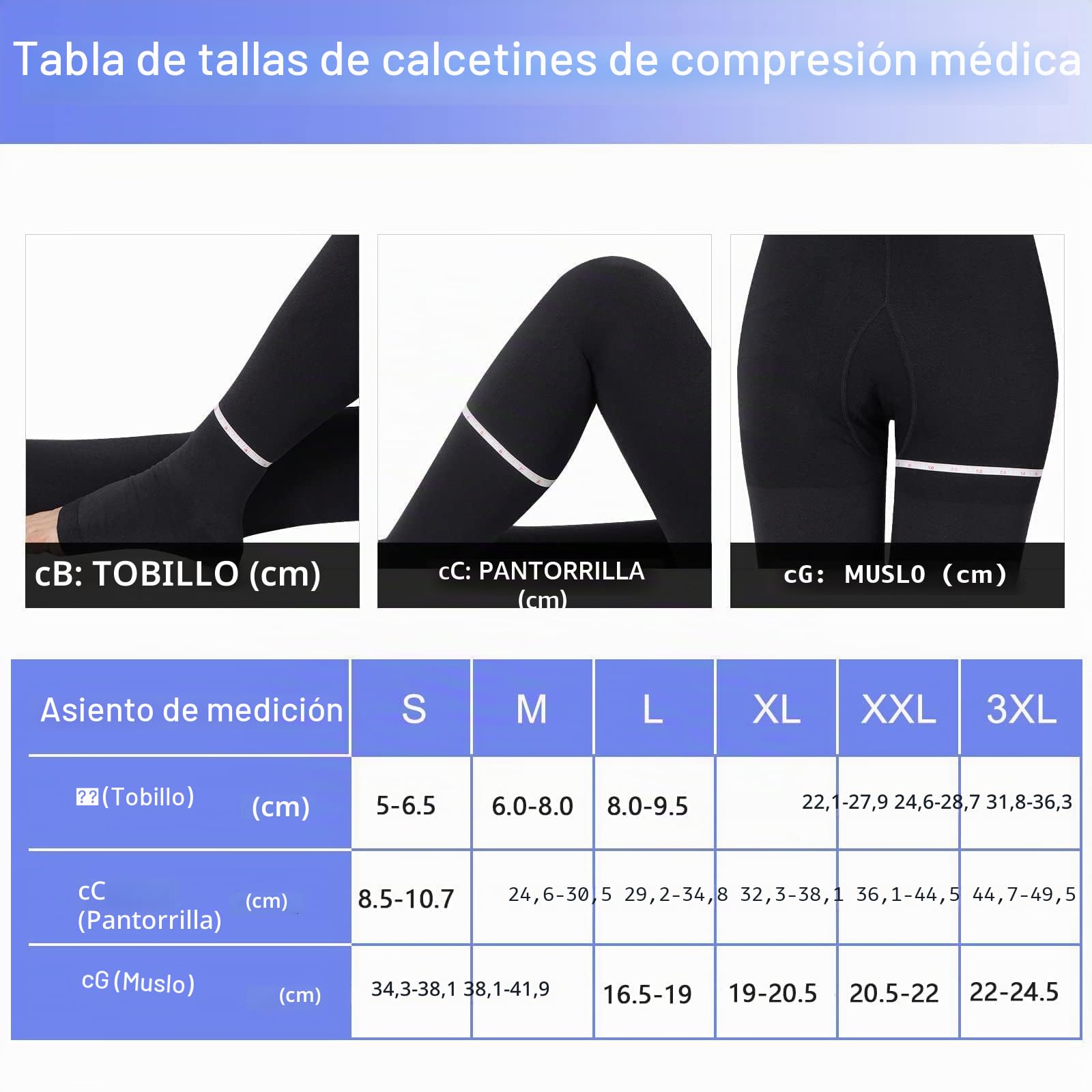 20-30mmHg Medias de compresión médicas para mujeres y hombres largas, medias de compresión graduadas de clase II para hombre, punta abierta, medias de apoyo para embarazo, varices edema