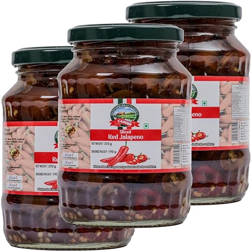 CANEEN Red Jalapeno Slices 370gm3 I 100 Vegan I Ready to E