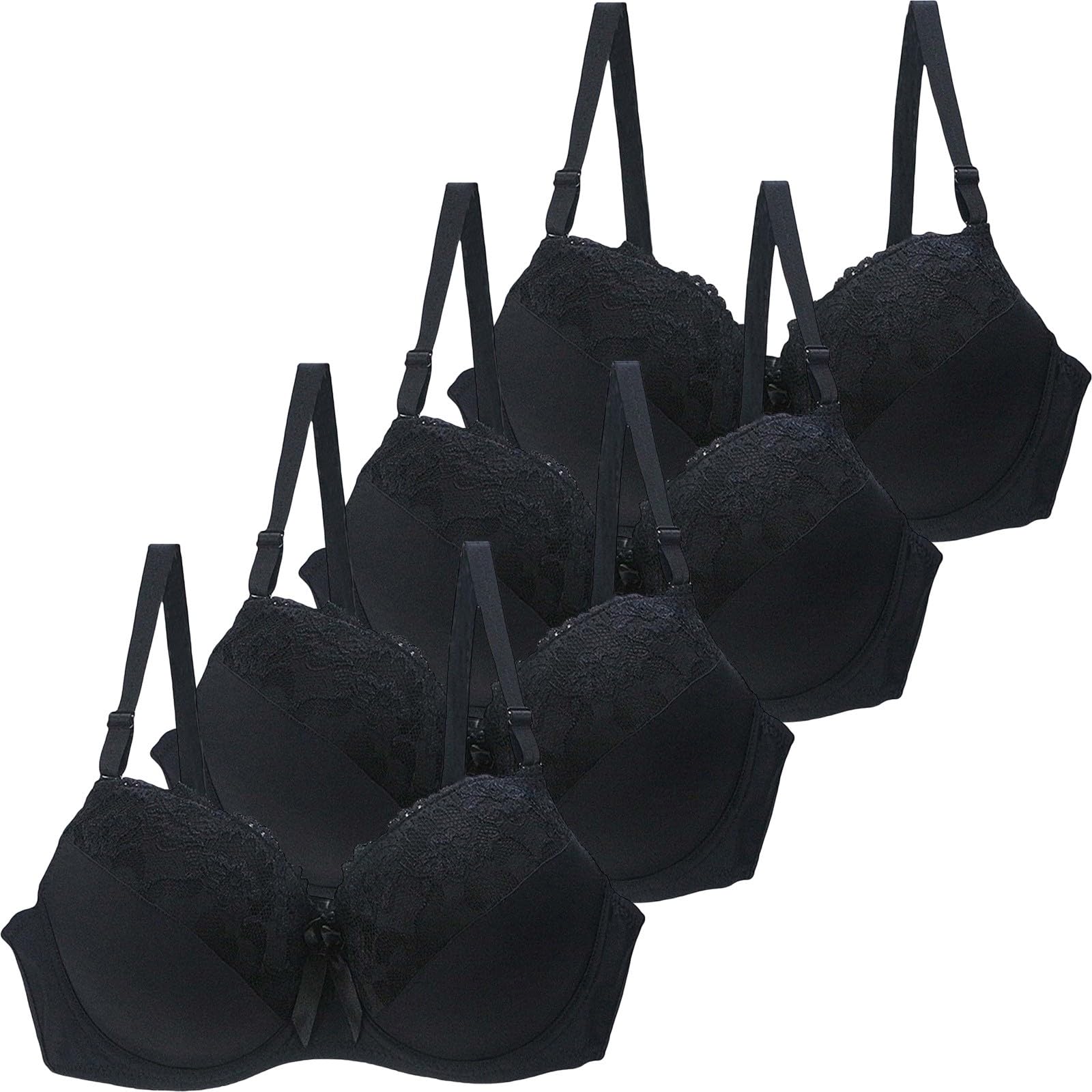 BH Damen Mit Bügel Grosse Grössen 4Er Pack Damen Unterwäsche Mehrpack : Push Up BH Mit Vollständig Bedeckendem Schlaf Bra Große Brüste Mit Verstellbarem Träger Bralette Spitze Durchsichtige Bustier