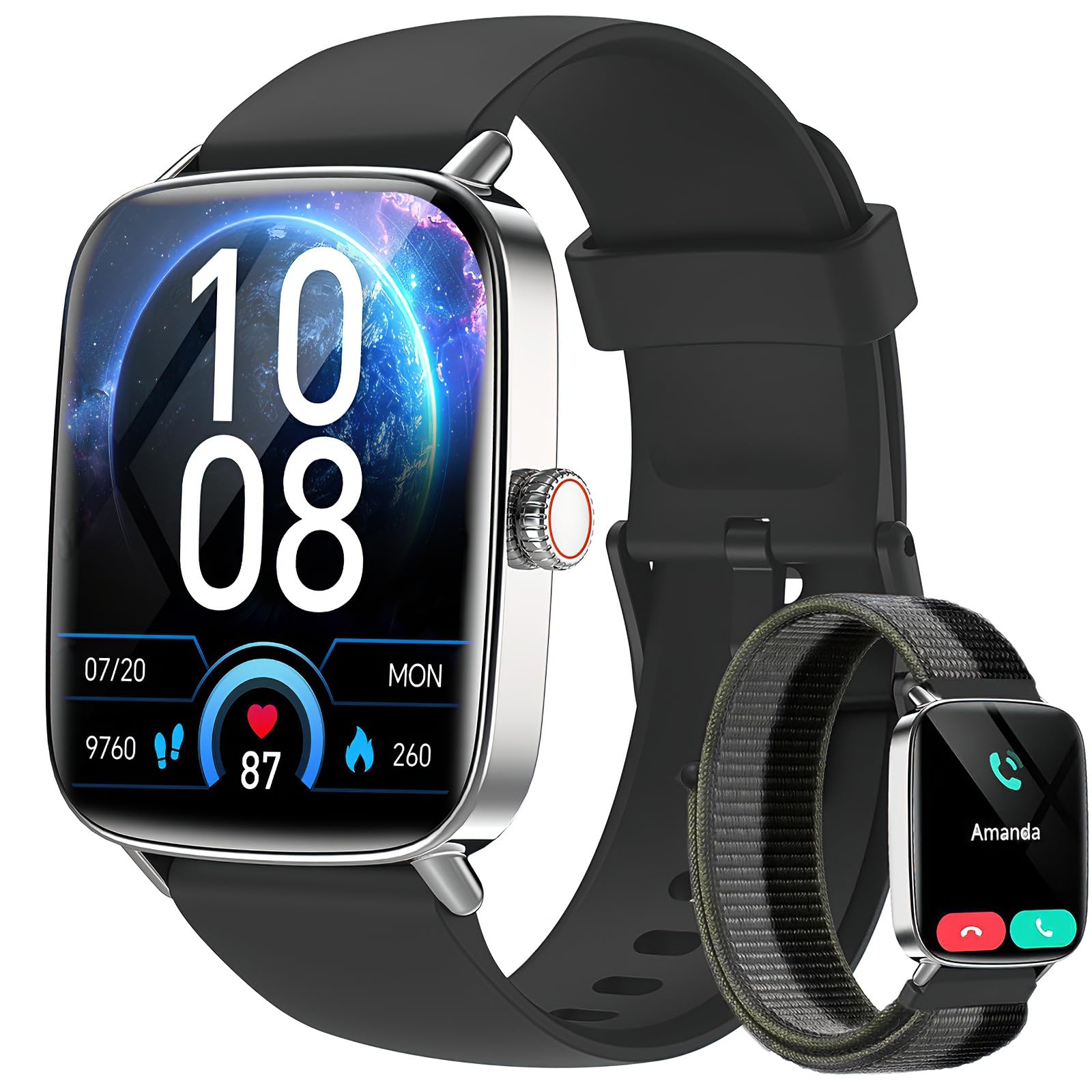 Fitpolo Reloj Inteligente Hombre, 1.85" Smartwatch con Llamadas Bluetooth y Whatsapp Notificación, Pulsómetro, IP68 Pulsera Actividad con 100+ Modos Deportivos, Monitor de Sueño para Android iOS