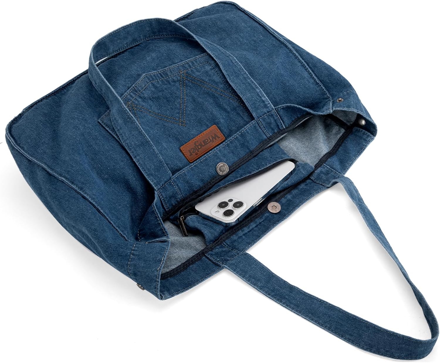 Montana West Wrangler Denim Tote Bag for Women Large Purses for Work Travel Everyday - Image 4