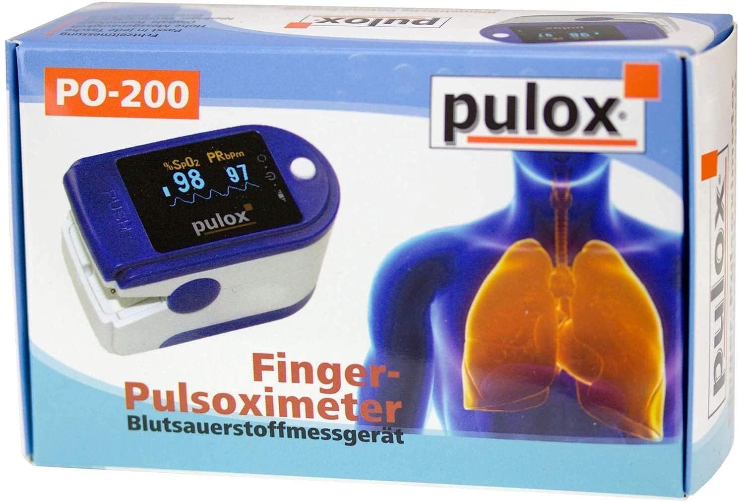 Pulox PO-200 Solo Pulsoximeter Dunkelblau für SpO2 & Puls am Finger | Inklusive Batterien, komfortable Messwertkontrolle direkt am Finger für Zuhause, Reise und unterwegs