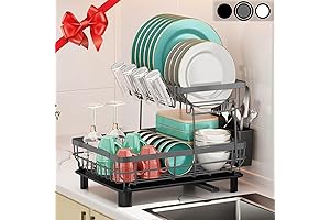 MOUKABAL Dish Drying Rack: Optimize Kitchen Space with 2-Tier Storage