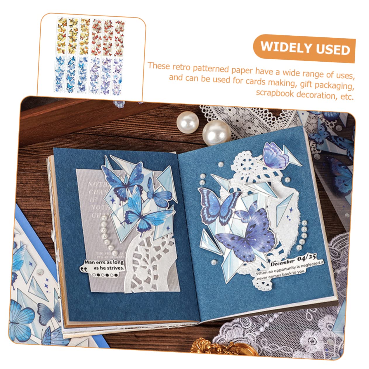 Tofficu 60blätter Retro Hintergrundpapier Material Für Scrapbooking Dekoration Mit Schmetterlingsdesigns Pro Design Langlebig Und Vielseitig Einsetzbar