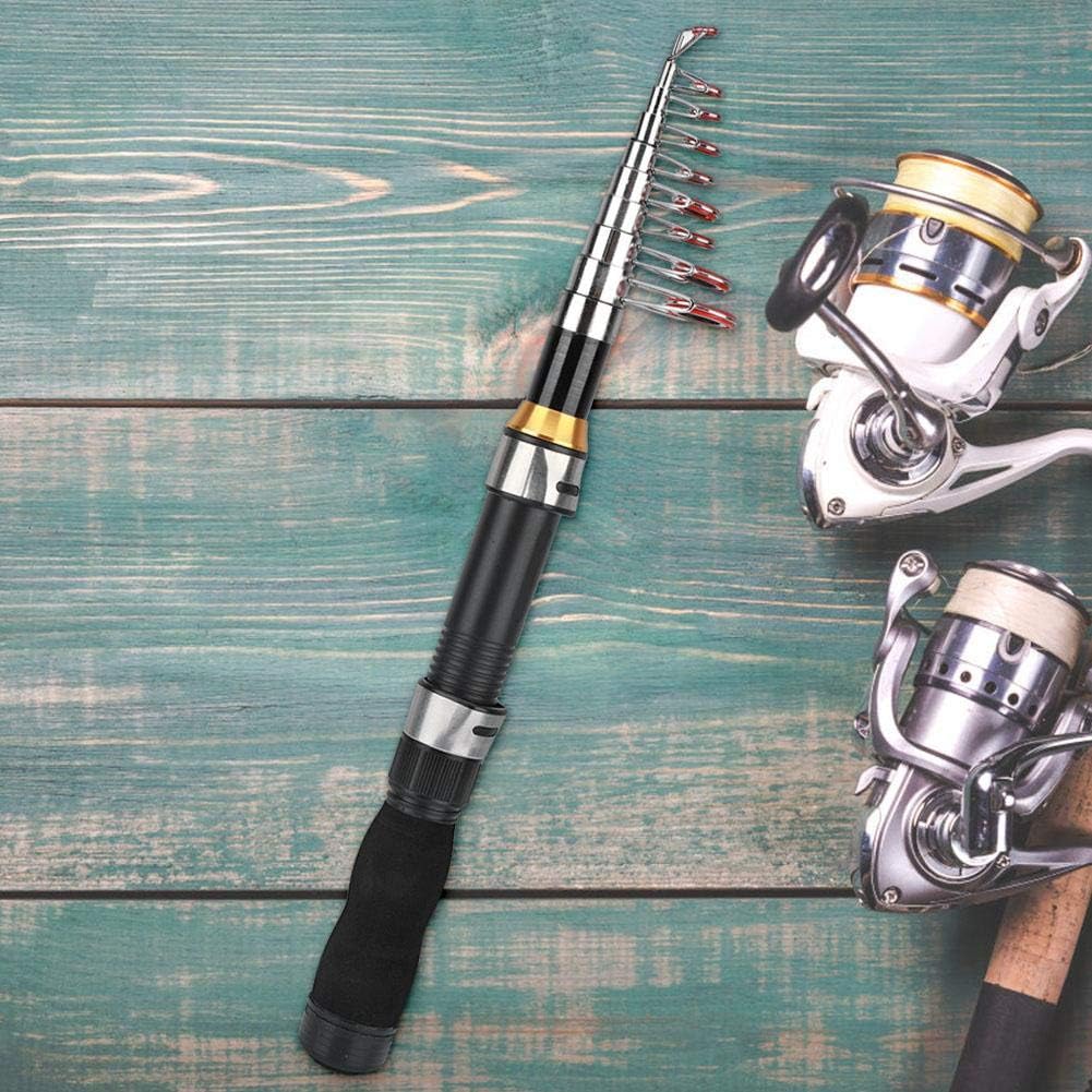 Alomejor Fishing Rod Portable Small Short Sea Pole Mini Sea Fishing Tools Telescopic Fishing Rod for Travel Seawater Freshwater Bass Trout Fishing(2.1m)