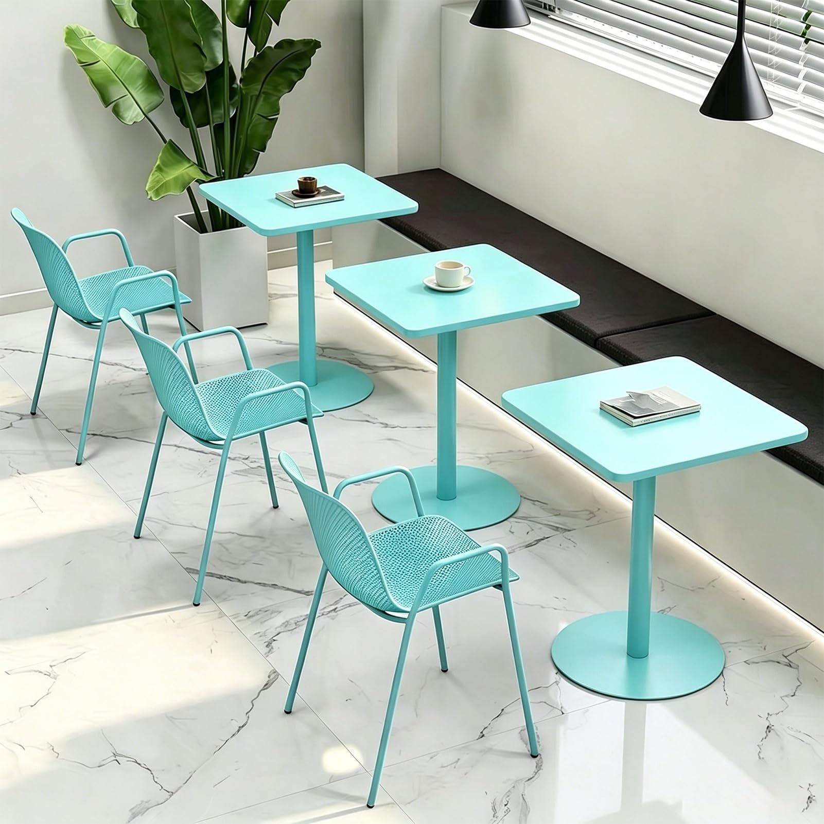 Tavolo Da Pranzo Minimalista Impermeabile Con Piedistallo Quadrato, Scrivania Laterale Impilabile Salvaspazio Per Sala D'attesa Di Boutique, Panetteria, Casa, Uso Interno Ed Esterno(70x70x73cm)
