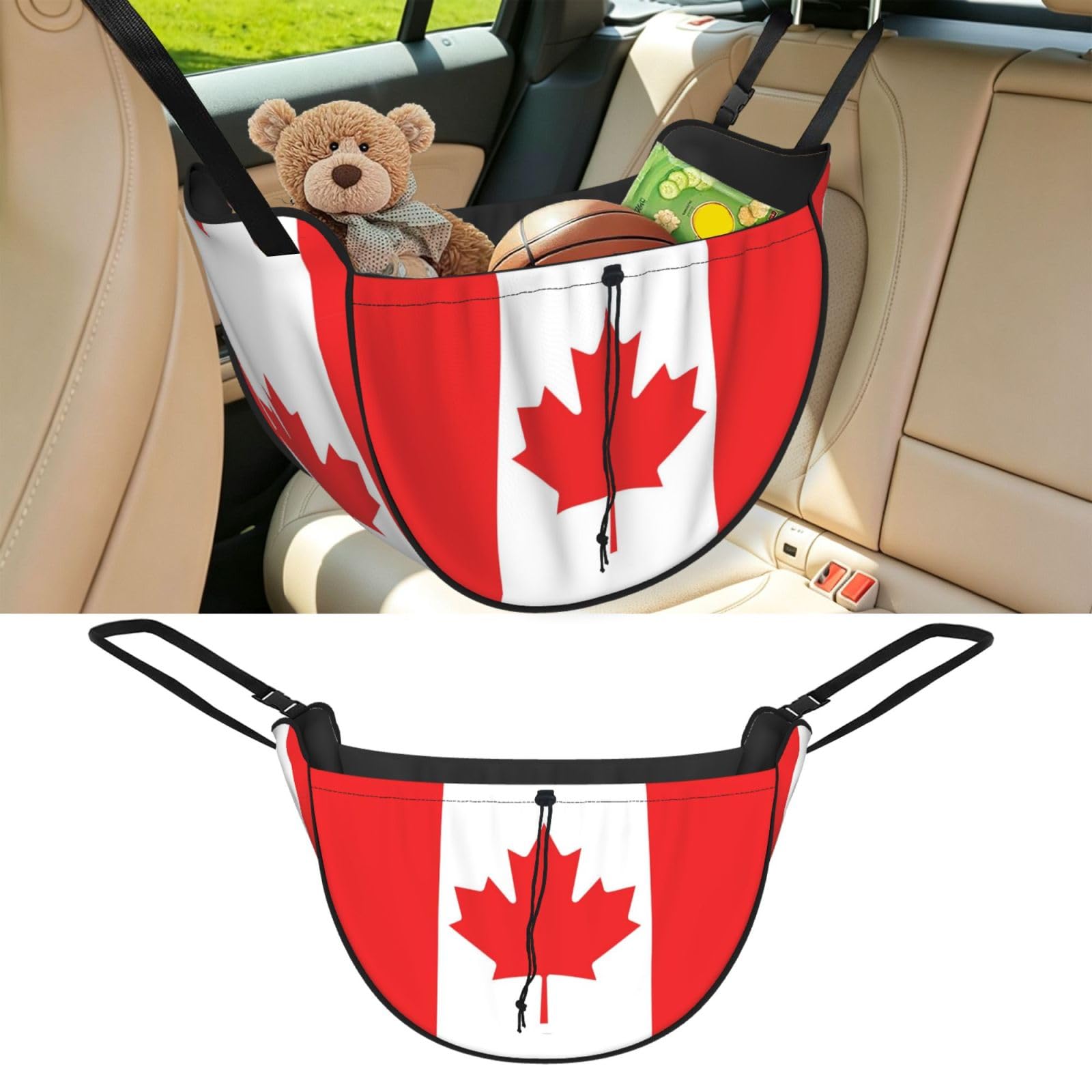 Cntdbu Black Canadian Flag Car Seat Organizer-Backseat Storage Bag For Travel
