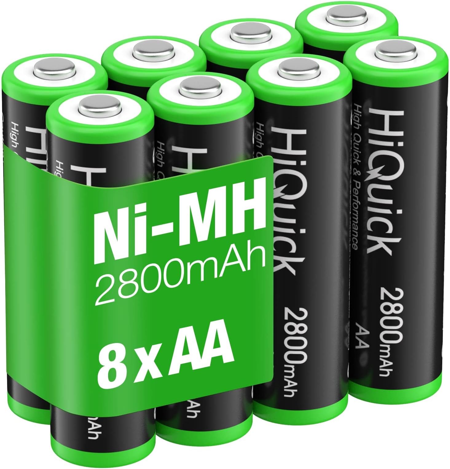 2800mAh AA Rechargeable Batteries High Capacity Performance, Per-Charged 1.2V AA Batteries Pack of 8