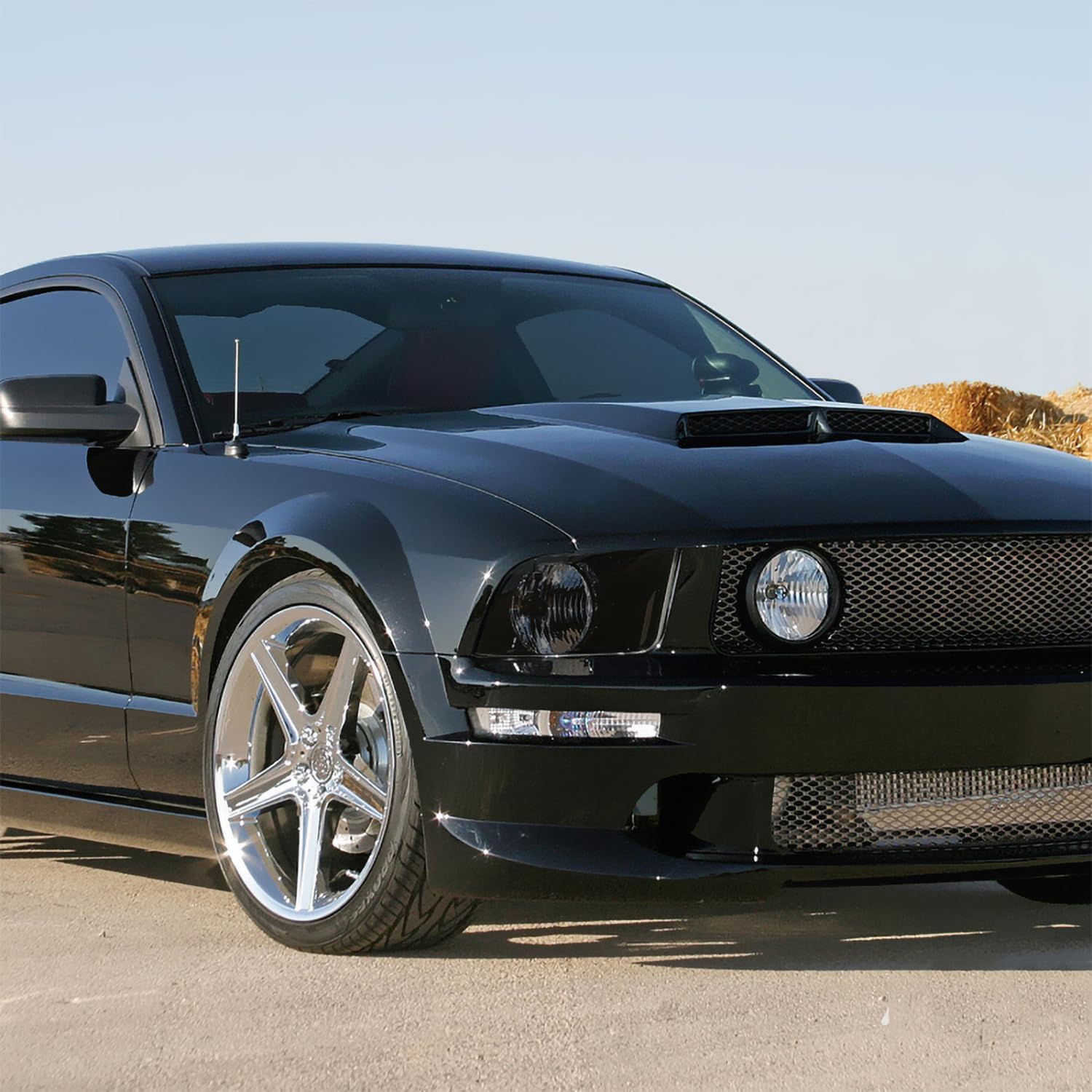 SPEC-D TUNING Black Smoke Headlights Compatible with 2005-2009 Ford Mustang, Left + Right Pair Headlamps Assembly