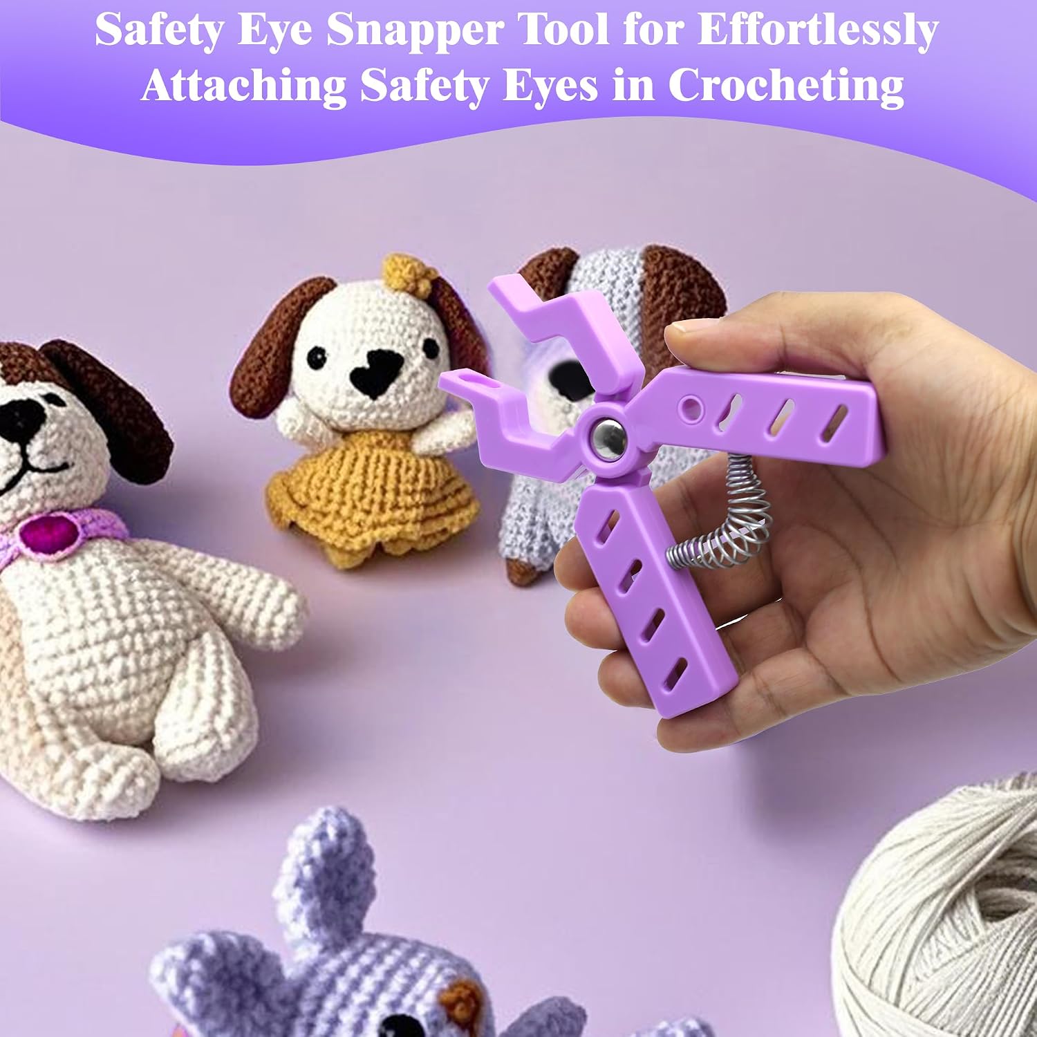 Safety Eye Snapper Tool for Crocheting Safety Eyes Attaching, for Amigurumi Crochet and Stuffed Animals Eyes 5-30mm Ergonomic Making Supplies Tool, Purple