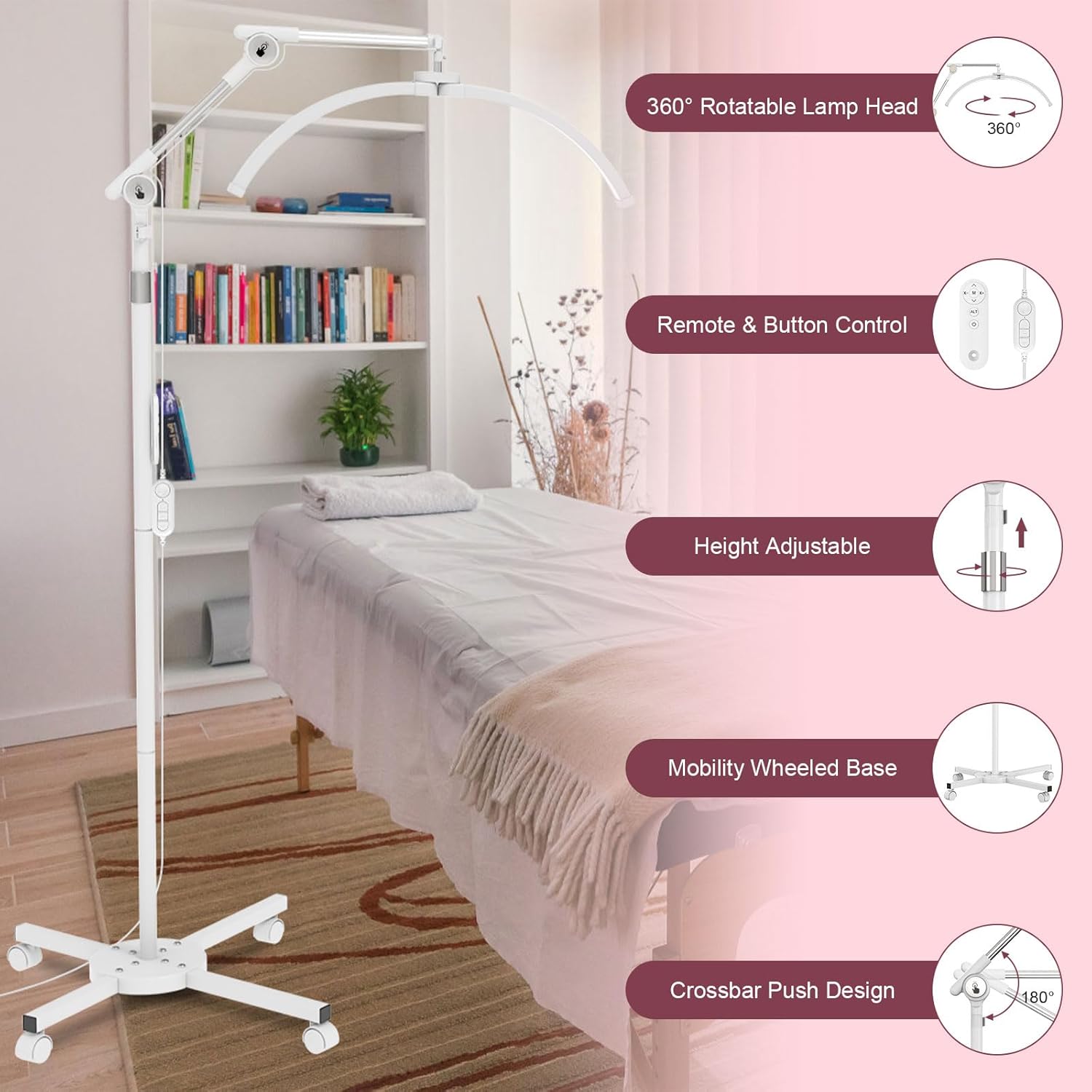 iVict Half Moon Light, 27.5“ Lash Light for Eyelash Tech, 2025 New Upgrad ‎Lash Lamp Adjustable Height & Angle with Phone Holder 360°Rotating for Tattoo, Nail