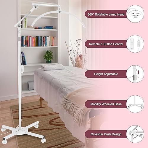 Miniatura 8 de iVict Luz de media luna, luz de pestañas de 27.5 pulgadas para tecnología de pestañas, lámpara de pestañas de altura y ángulo ajustables con soporte