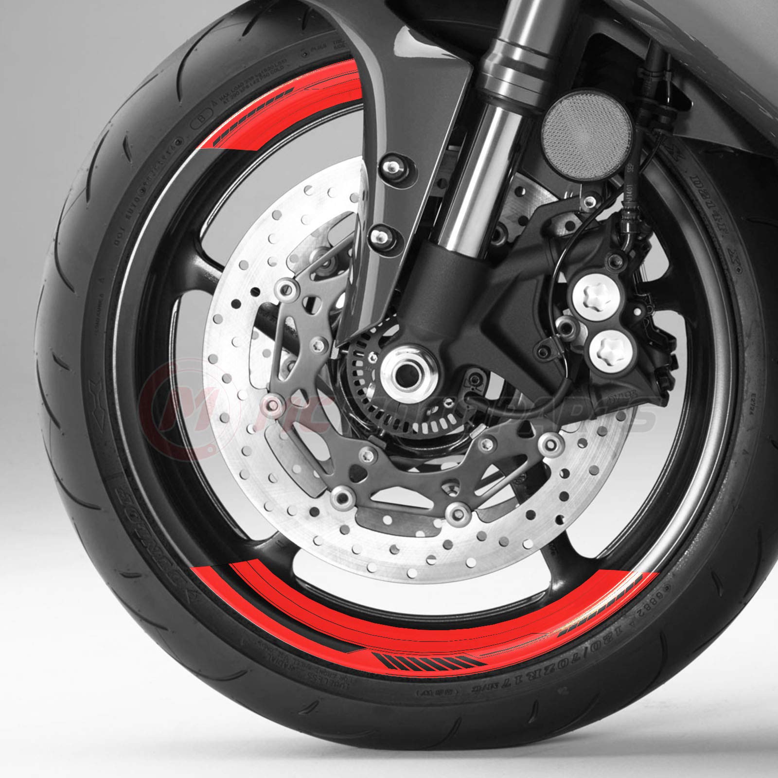 MC MOTOPARTS 17 Inch Wheel Rim Decals For Honda CBR1000RR Fireblade 2003-2021 - Red Stripe Stickers Kit