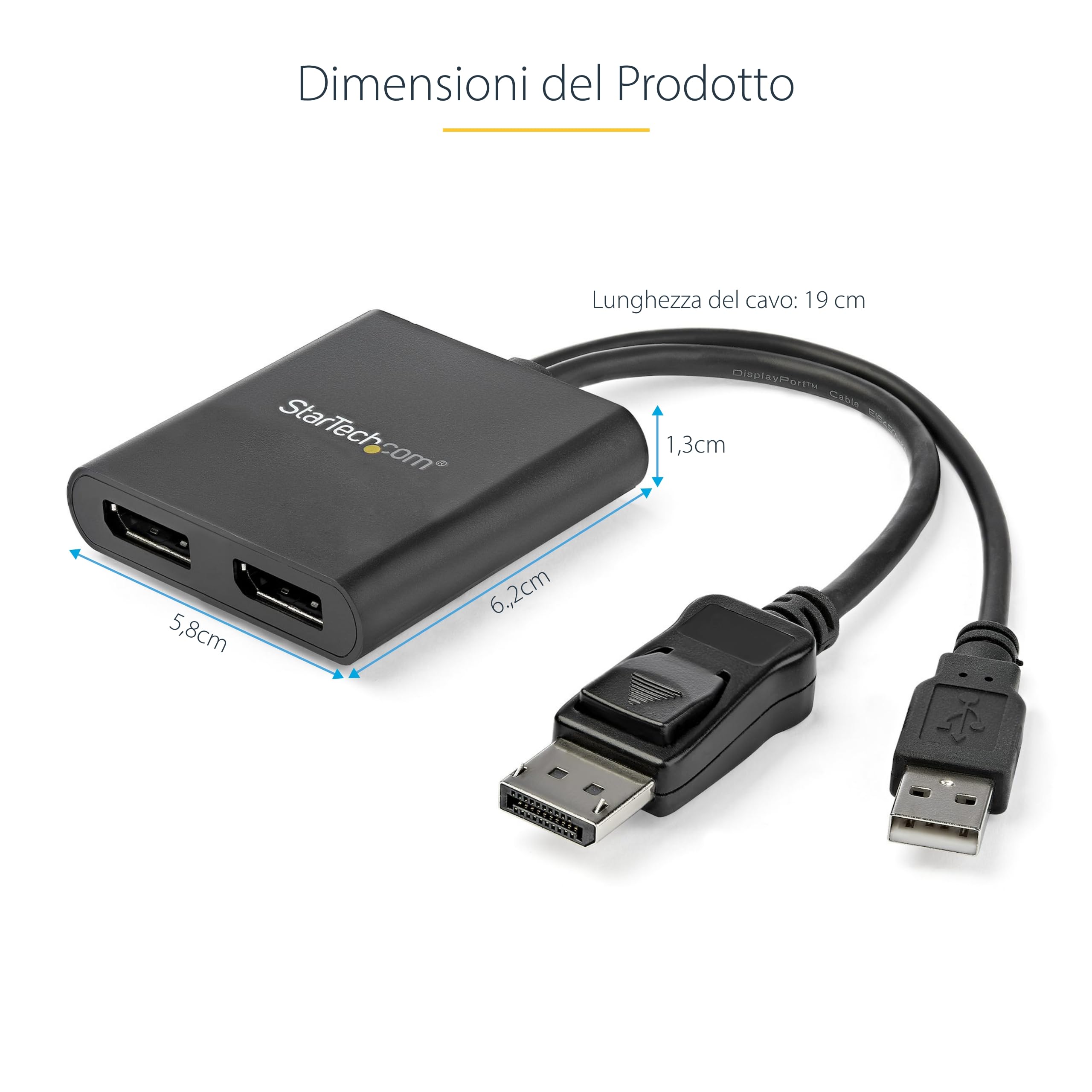 StarTech.com Hub MST DisplayPort a 2 Porte - Adattatore Multi-Monitor DP 1.2 - SdoppiatoreSplitter Video DisplayPort 4K 30Hz o 1080p 60Hz per Doppio Monitor - DP a 2xDP - Solo Windows (MSTDP122DP) | Modalita Desktop Esteso, Solo Windows