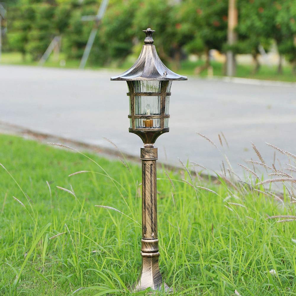 85 cm Lámpara de Poste al Aire Libre clásica Europea Impermeable IP55 Luces de Columna de Aluminio Paisaje Linterna de césped de Vidrio Externo Jardín Villa Parque Bolardo Pilar Luz E27