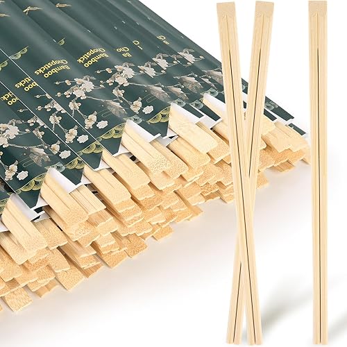 Miniatura 1 de Palillos desechables, palillos de bambú natural de 8.3 pulgadas, con mangas y separados, paquete de 50 pares