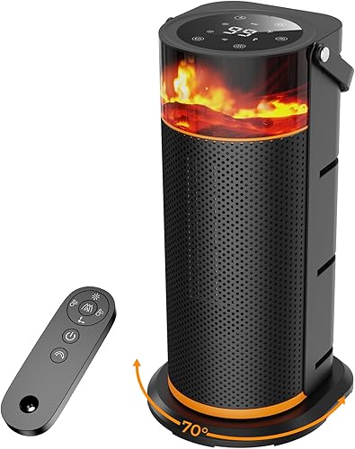 Miniatura 1 de Calentador de espacio calentadores de espacio portátiles de 1500 W para uso en interiores con luz de efecto de llama, calentador eléctrico de
