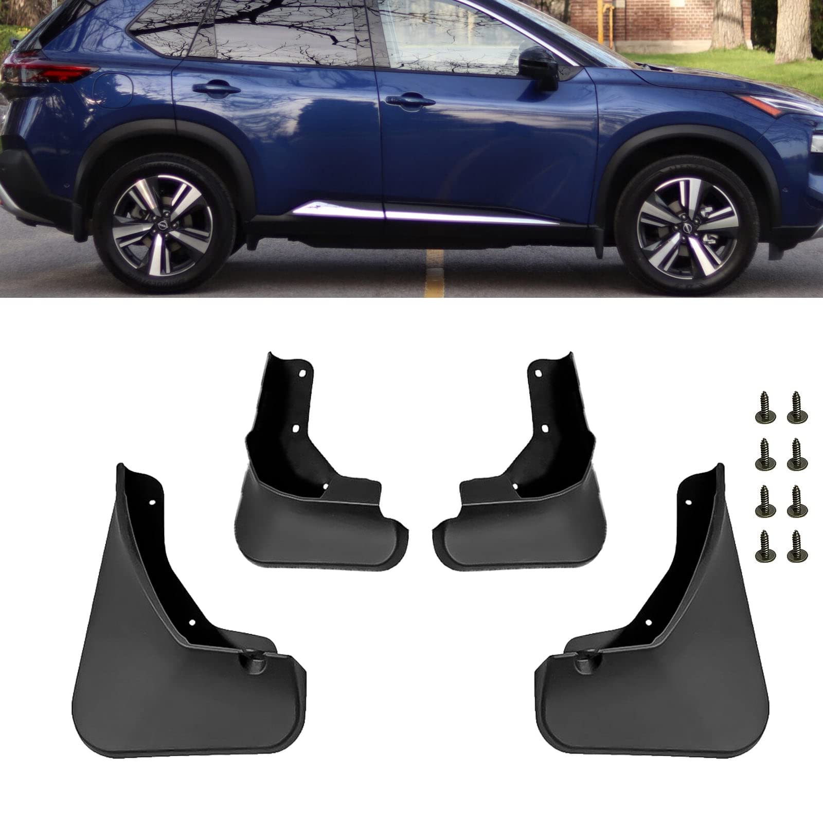 x xotic tech 4PCS Front & Rear Mud Flap Splash Guards Fender Flare Mudguard Dirt Slush Trap Protector w/Hardware Accessories Full Set Compatible with