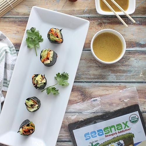 Miniatura 4 de SeaSnax Snack de algas asadas orgánicas, original, 0.18 onzas (paquete de 12)