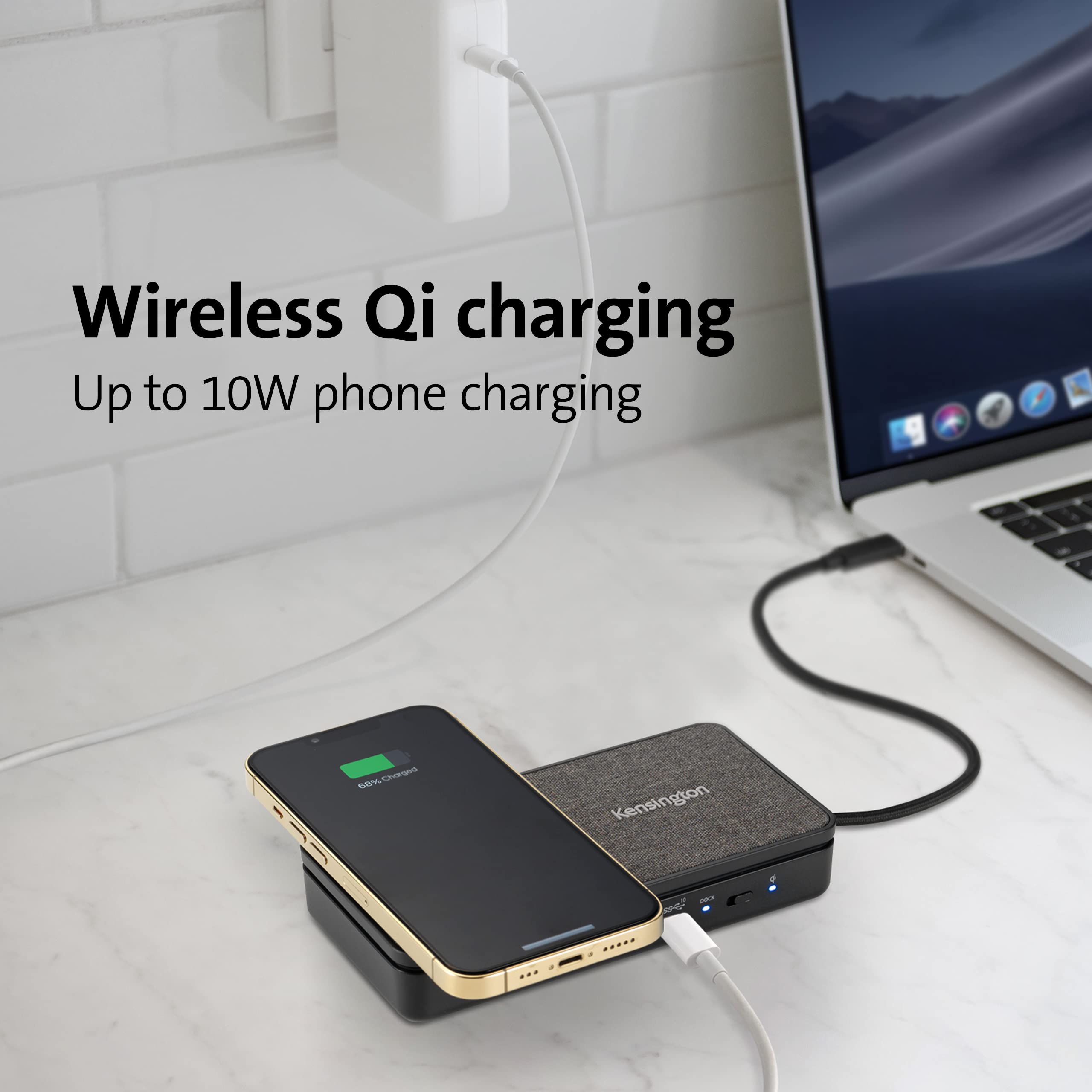 Kensington SD1700p - Station d'Accueil USB-C avec 2 Sorties Vidéo 4K / Station de Charge Qi / Transfert d'Alimentation 100W / 2 ports HDMI / 2 Ports USB-A 3.2 / 1 Port USB-C 3.2 Gen2 (K32800WW)