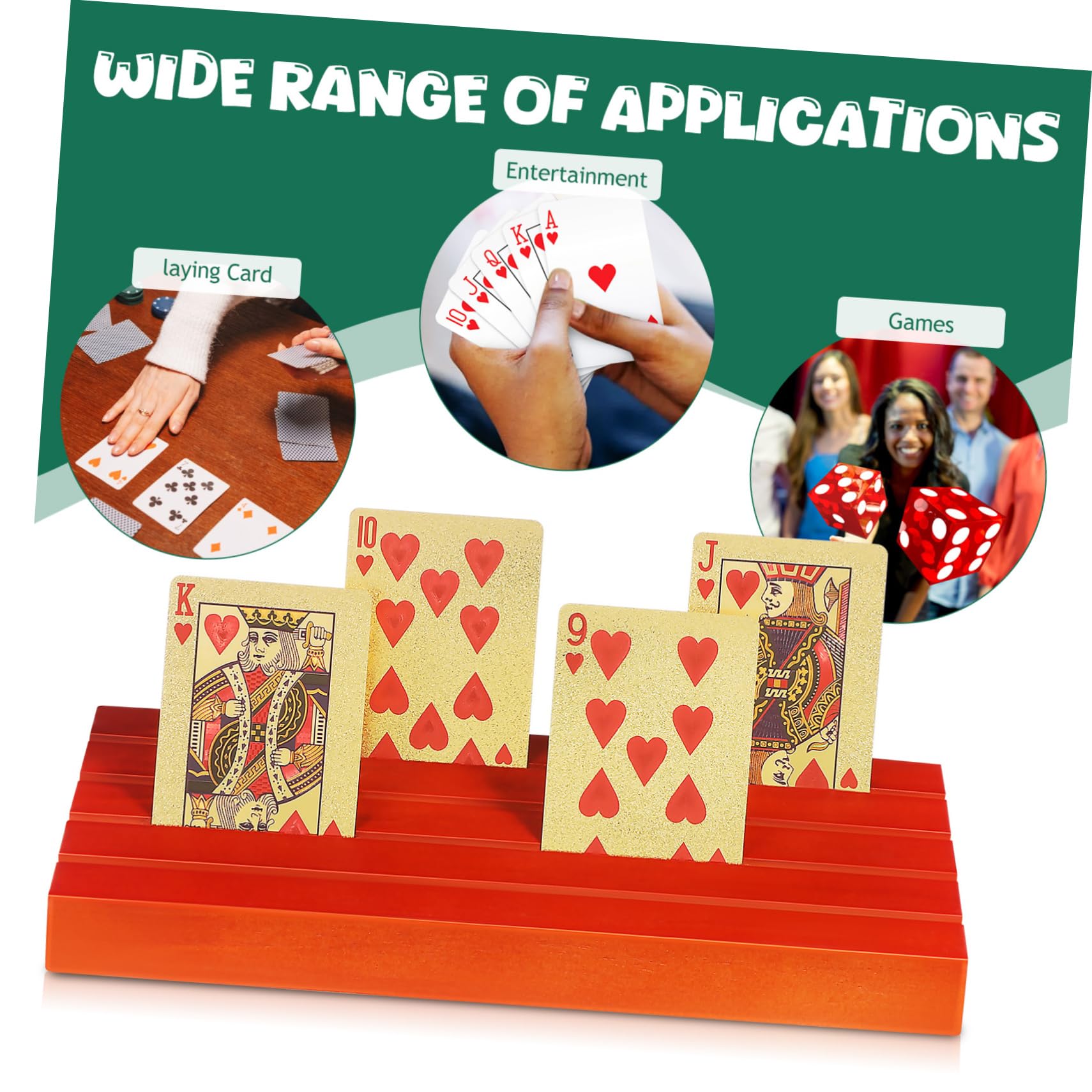 HEMOTON 4 Piezas 1 Titular de la Tarjeta de Juego Tarjetero Puente Tarjetero Canasta Soporte de Madera para Tarjetas Titular de la baraja de Cartas Bandeja de Tarjetas Madera de Pino