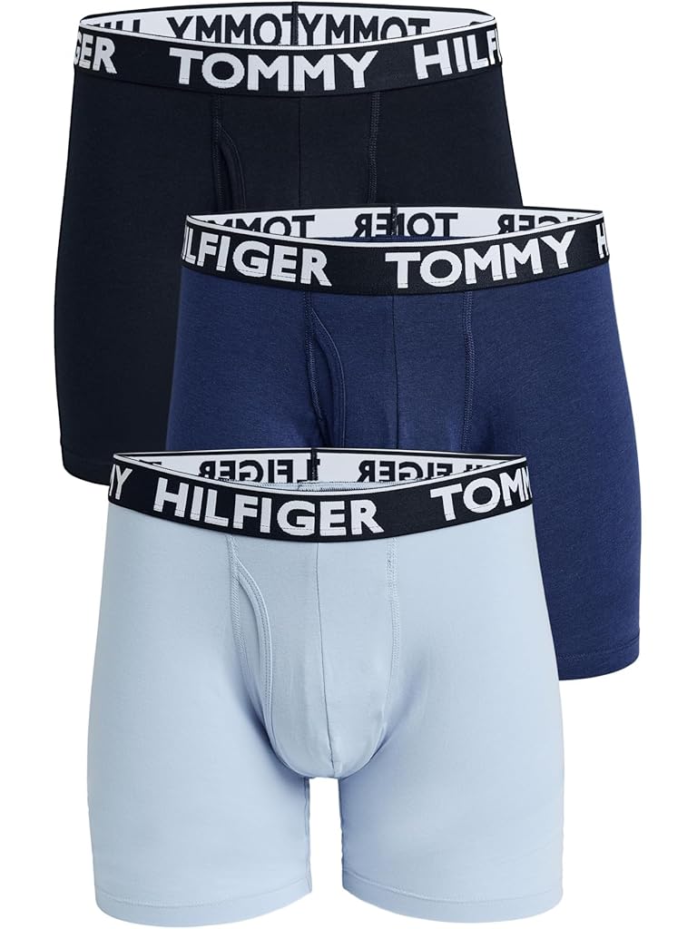 Blue Tommy Hilfiger Cotton Stretch 4-Pack Boxer Brief