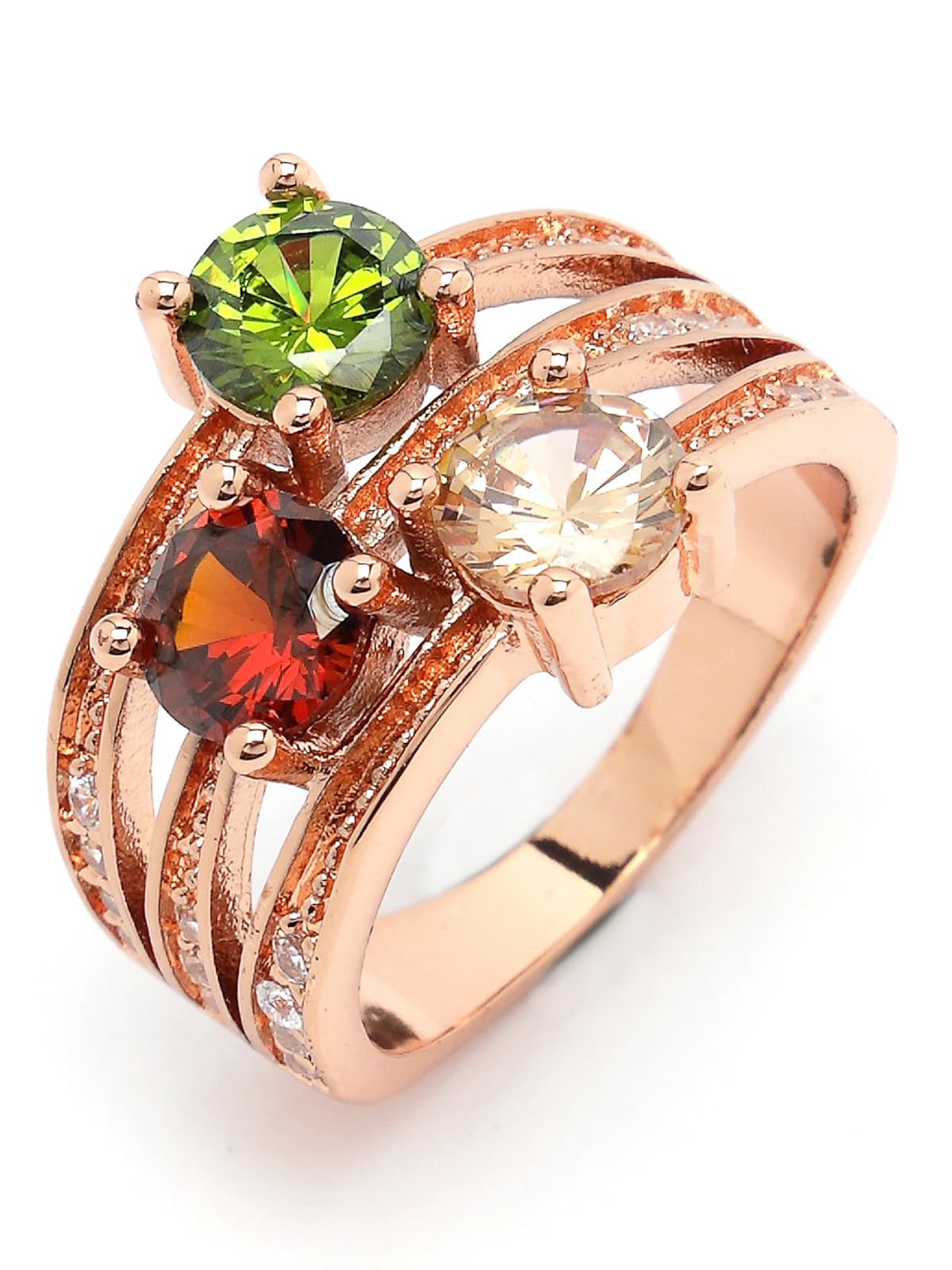Scintillare By Sukkhi Elegant Stylish Rose Gold Plated with Multicolor Crystals Stones Studded Finger Ring for Women & Girls | Gifts Collection|LR106772 (B0CQFVS7D8) Amazon Price History, Amazon Price Tracker