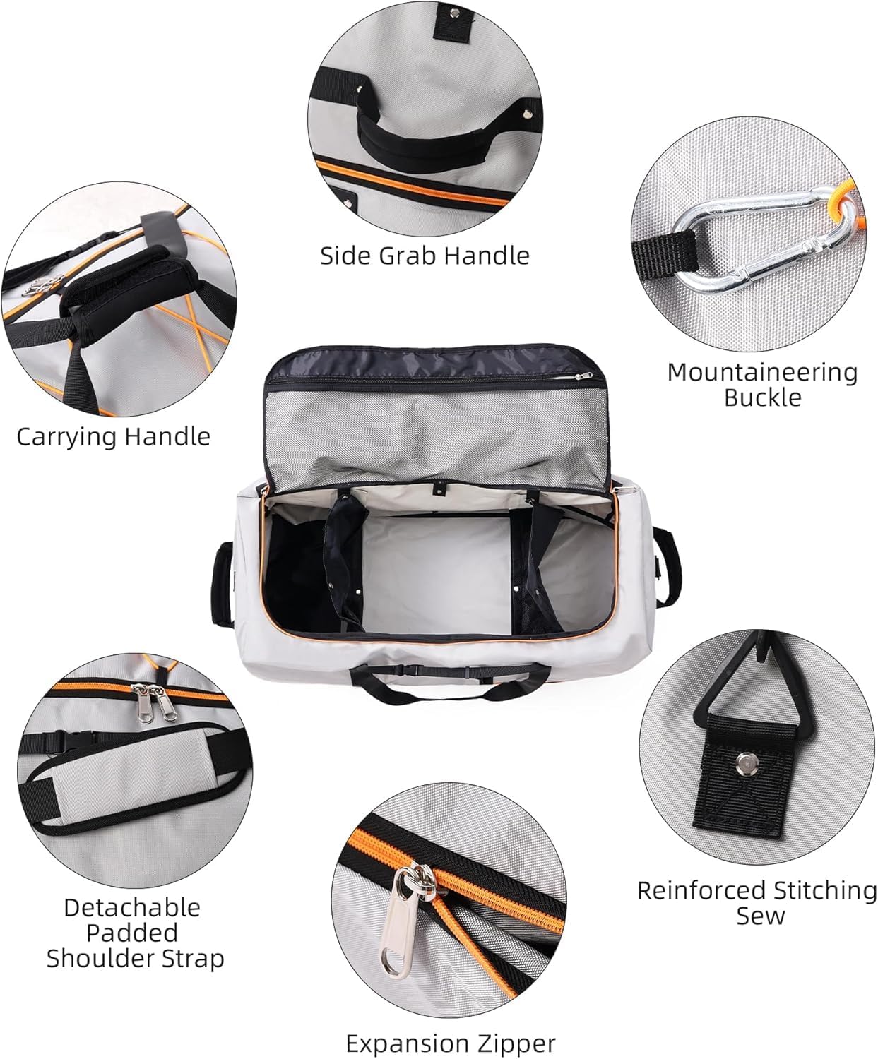 Rolling Duffle Bag with Wheels,110L/140L Expandable Soft-Sided Foldable Duffle Bag with 2 Rubber Wheels,Packable 32” Rolling Carry-On with Multi-Pockets & Compartments (Grey) - Image 4