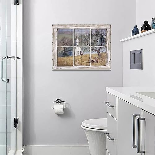 Miniatura 6 de Arte de pared de iglesia de campo, imágenes de iglesia cristiana, decoración de pared, ventana 3D, iglesia, lienzo, impresión, religión, fe, granja,