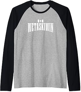 Wetaskiwin Alberta Canada Canadian Flag Raglan Baseball Tee
