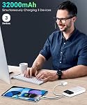 Chargeur portable de la banque d'électricité 32000mAh Production de la banque d'électricité 5V3A Chargeur portable à recharge rapide avec intégré LED Affichage compatible avec les smartphones et tous USB Dispositifs (blancs)